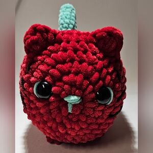 Red Crochet Amigurumi watermelon Loaf Cat Handmade NEW
